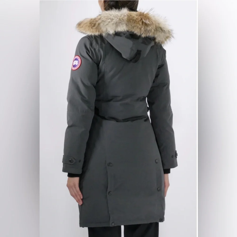 Women's Gray Parka with Fur Trim - Picture 8 of 16
